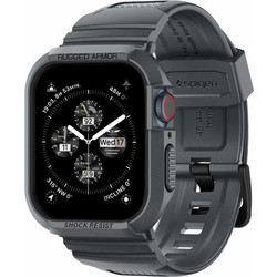 Spigen Rugged Armor Pro Θήκη Σιλικόνης με Λουράκι για Apple Watch 4 / 5 / 6 / 7 / 8 / 9 / SE 44 / 45mm Ανθρακί