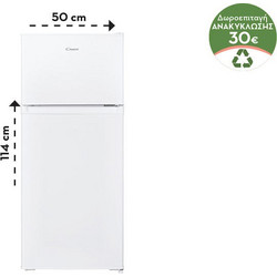 Candy CDH1S313EW Δίπορτο Ψυγείο 117lt Υ114xΠ48xΒ50cm Λευκό