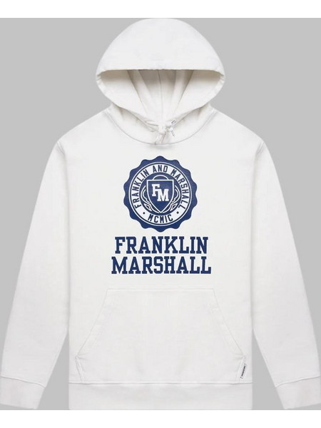 Franklin & Marshall Ανδρικό Φούτερ με Κουκούλα & Τσέπες Λευκό JM5018.000.2000P01-011