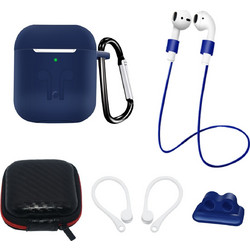 Hurtel Σετ Θήκη Σιλικόνης με Γάντζο για Apple AirPods 1 / 2 Μπλε