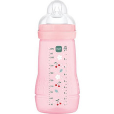 MAM Easy Active Πλαστικό Μπιμπερό με Θηλή Σιλικόνης κατά των Κολικών 2+ Μηνών Cherries Pink 270ml