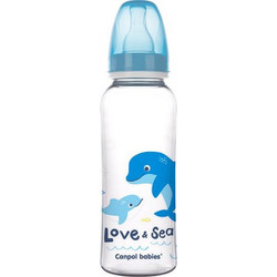 Canpol Βabies Love & Sea Πλαστικό Μπιμπερό με Θηλή Σιλικόνης 12m+ Blue 250ml