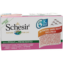 Schesir Adult with Chicken Fillets & Ham in Jelly 6x50gr
