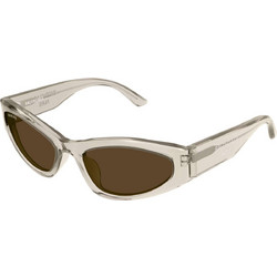 Balenciaga BB0387S 004 Γυναικεία Γυαλιά Ηλίου Cat Eye Κοκάλινα Λευκά με Καφέ Φακό