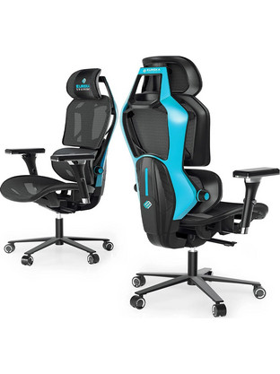 Eureka Καρέκλα Gaming Mesh με Ρυθμιζόμενα Μπράτσα Μαύρη Γαλάζια ERK-GC05-BU