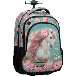 Back Me UP Butterfly Unicorn Σχολική Τσάντα Τρόλεϊ Δημοτικού Τιρκουάζ 357-25074