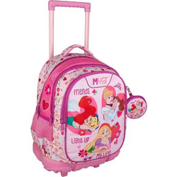 Must Disney Princess Friends Light Up My Life Σχολική Τσάντα Τρόλεϊ Δημοτικού Ροζ 565040