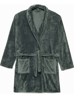 Minerva Χειμωνιάτικη Ανδρική Ρόμπα Fleece Χακί 96-71212-606