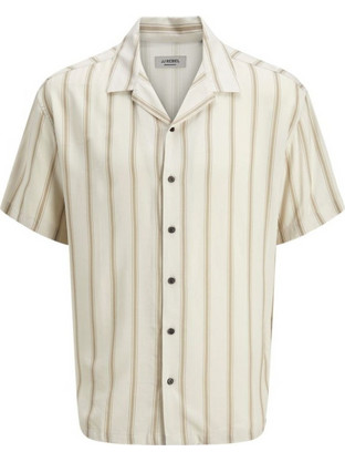 Jack & Jones Ανδρικό Πουκάμισο Βαμβακερό Ριγέ Κοντομάνικο Κανονική Γραμμή Μπεζ 12278647