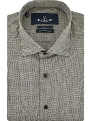 Monte Ανδρικό Πουκάμισο Βαμβακερό Μακρυμάνικο Slim Fit Καφέ 31-2865-3064.4