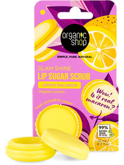 Organic Shop Lemon Macaron Lip Scrub Pot 10ml