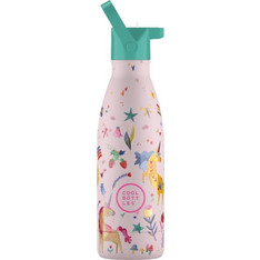 Cool Bottles Αστείοι Μονόκεροι Παιδικό Παγούρι Θερμός Ανοξείδωτο BPA Free με Καλαμάκι Ροζ 350ml