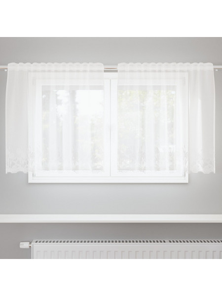 vidaXL Κουρτίνα Παραθύρου Floral με Τρέσα & Δαντέλα 150x80 4107748 Λευκή