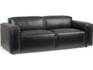 Bizzotto Joseph Τριθέσιος Καναπές Δερματίνη Μαύρος 216x94x77cm 0748343