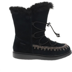 Geox Παιδικές Μπότες Μαύρες Suede με Φερμουάρ Σκρατς & Γούνα J944FB00022C9999