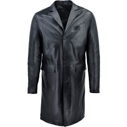 Leather 100 Ανδρικό Παλτό Μακρύ Δερμάτινο με Επένδυση Μαύρο 07-M-MAN-2