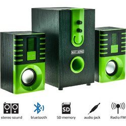 ROC-KING A1 DL-K530 Ηχεία Υπολογιστή 2.1 10W με Bluetooth Μαύρα Πράσινα