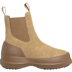 Moon Boot Γυναικεία Μποτάκια Chelsea Suede Μπεζ με Χοντρό Χαμηλό Τακούνι 80D2480050-L003