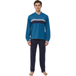 Odyssey Χειμωνιάτικες Ανδρικές Πιτζάμες Fleece με Κουμπιά Μπλε 2856