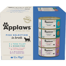 Applaws Adult Multi Packs with Fish in Broth 12x70gr
