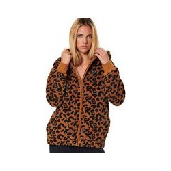 Body Action Γυναικεία Ζακέτα Fleece Μακριά με Κουκούλα και Φερμουάρ Καφέ 071529
