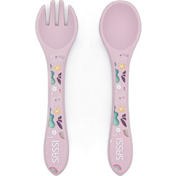 Sassi Sparkly The Unicorn Σετ Βρεφικό Πιρούνι & Κουτάλι Σιλικόνης 6m+ Ροζ 2τμχ