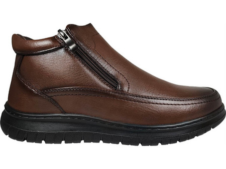 Zak Shoes Ανδρικά Μποτάκια Καφέ Αδιάβροχα με Φερμουάρ SD39007-18