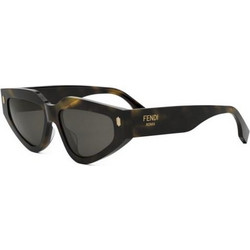 Fendi FE40163U 52A Γυναικεία Γυαλιά Ηλίου Cat Eye Κοκάλινα Μαύρα με Μαύρο Φακό