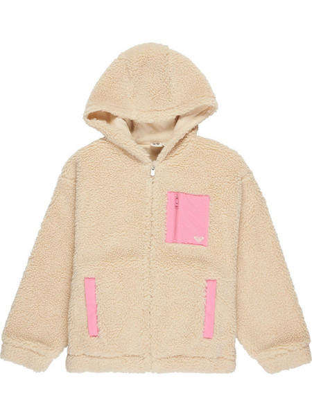 Roxy Παιδική Ζακέτα Fleece με Κουκούλα και Φερμουάρ Μπεζ ERGJK03138-TEC0