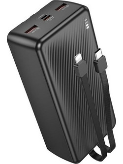 Borofone BJ57B Pindar Power Bank 30000mAh 22.5W με 2 Θύρες USB-A & Θύρα USB-C Quick Charge 3.0 & Power Delivery Black