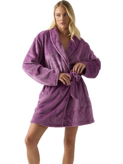 Minerva Γυναικεία Ρόμπα Χειμωνιάτικη Fleece Μωβ 96-52701