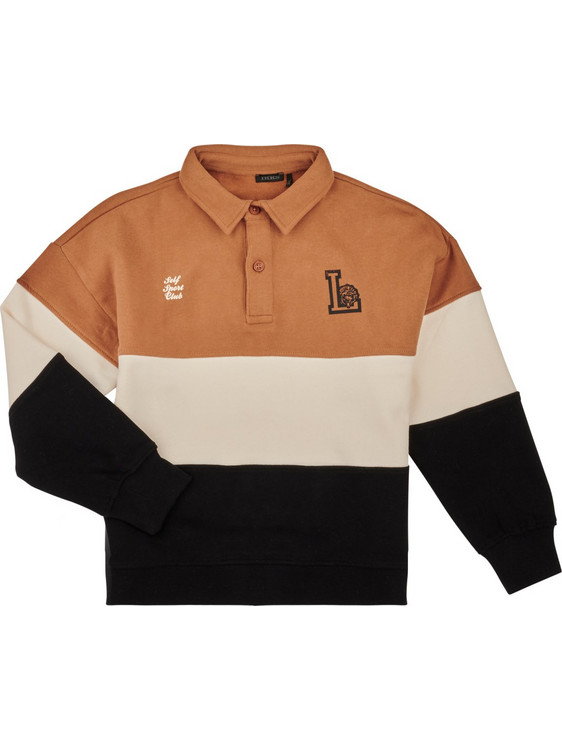Ikks Παιδικό Polo Μακρυμάνικο Καφέ Μπεζ Μαύρο X215003-66-C