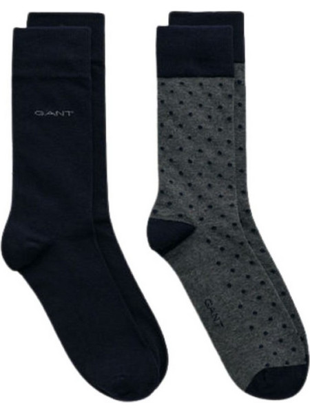 Gant Ανδρικές Κάλτσες Ψηλές Navy Μπλε Ανθρακί 2Pack 3G9960260-090