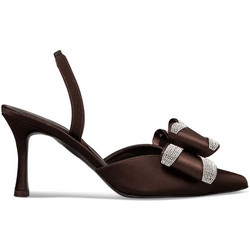 Envie Shoes Γόβες Slingback με Λεπτό Ψηλό Τακούνι Φιόγκο & Στρας Καφέ E02-22090-28