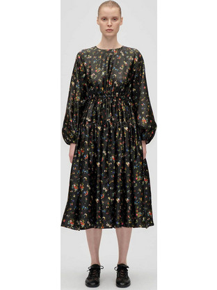 Stine Goya Midi Βραδινό Φόρεμα Floral Μαύρο SG-AW25-D158-2067