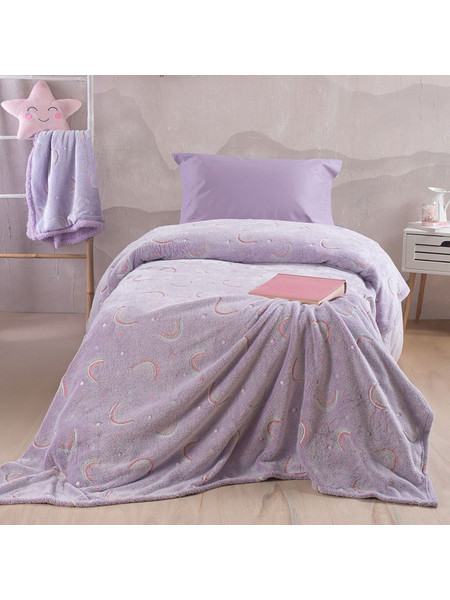 Rythmos Nelie Luminus Παιδική Κουβέρτα Fleece Φωσφοριζέ 160x220 Λιλά