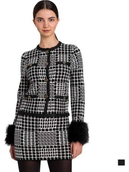 TWINSET Μίνι Φούστα Υφασμάτινη Καρό Μαύρη Λευκή 252TT3041-12907