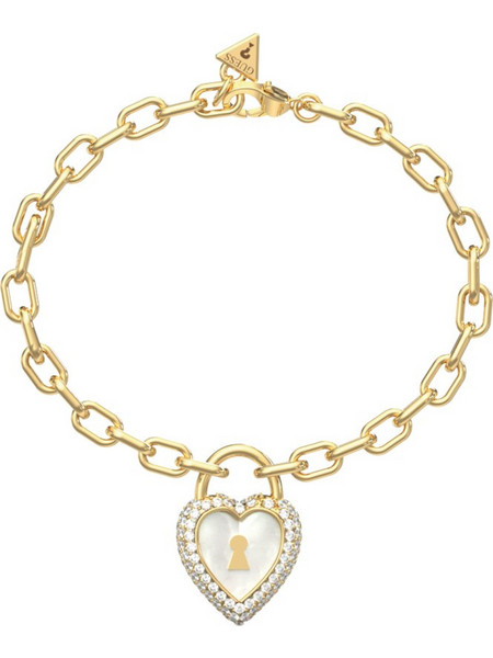 Guess Love Bites Γυναικείο Βραχιόλι Αλυσίδα με Καρδιά από Ατσάλι Xρυσό με Ζιργκόν JUBB06064JWYGL