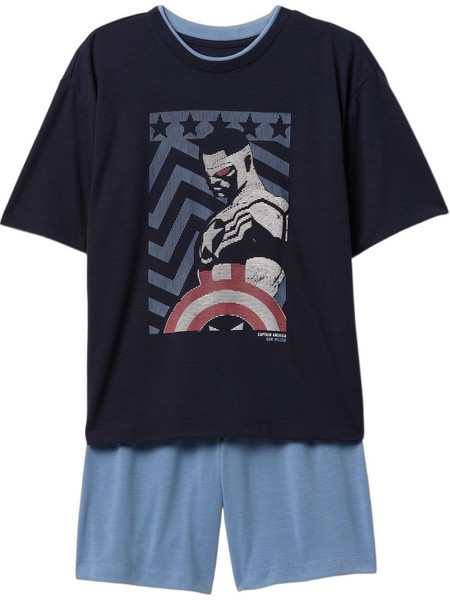 Gap Marvel Captain America Παιδική Πιτζάμα Βαμβακερή Καλοκαιρινή Navy Μπλε Γαλάζια 738564000