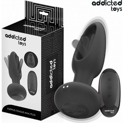 Addicted Toys with Vibrating Tongue Πρωκτική Σφήνα Ασύρματη με Δόνηση Μαύρη