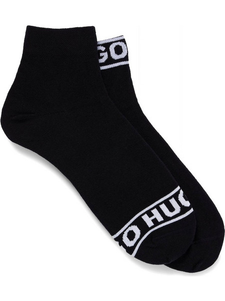 Hugo Ανδρικές Κάλτσες Κοντές με Σχέδια Μαύρες 2Pack 50469291-001