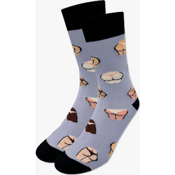 NODO Booties Βαμβακερές Ανδρικές Κάλτσες Ψηλές με Σχέδια Ανθρακί S16530