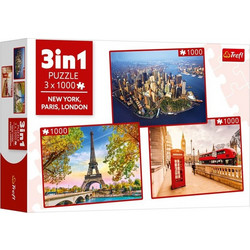 Puzzle Trefl Νέα Υόρκη Παρίσι Λονδίνο 1000 Κομμάτια