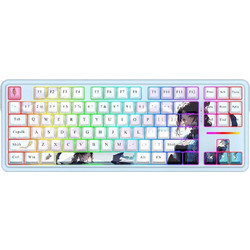 Redragon Antonium Pro Ασύρματο Μηχανικό Gaming Πληκτρολόγιο TenKeyLess με Dragon Chant Διακόπτες RGB White Blue