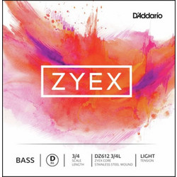 D'Addario Zyex DZ612 Χορδή Κοντραμπάσου D Stainless Steel Light Tension 3/4