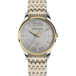 Jacques Lemans London Ανδρικό Ρολόι με Ασημί Χρυσό Μεταλλικό Μπρασελέ 1-2193J