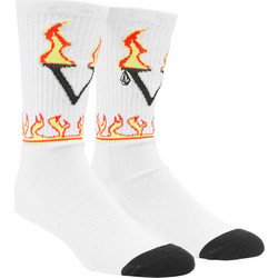 Volcom Fergadelic Ανδρικές Κάλτσες Ψηλές με Σχέδια Λευκές D6332402-WHT