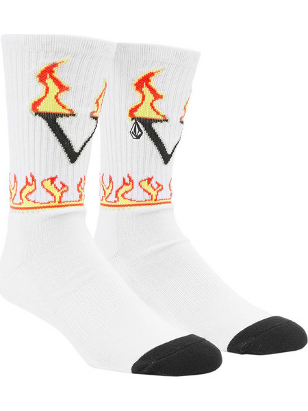 Volcom Fergadelic Ανδρικές Κάλτσες Ψηλές με Σχέδια Λευκές D6332402-WHT