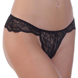 Mei Γυναικείο Sexy String με Δαντέλα Μαύρο 1190