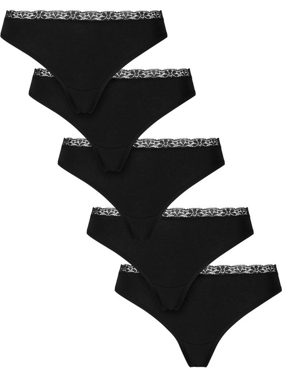 Urban Classics Βαμβακερά Γυναικεία String με Δαντέλα Μαύρα Multipack TB7667C-03878